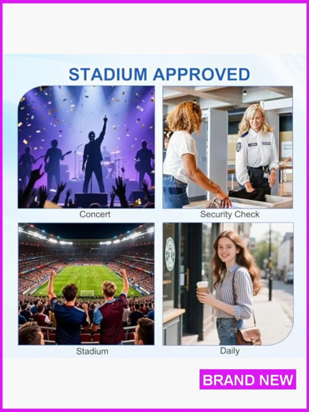 Clear Stadium Approved Crossbody Bag Messenger for Concerts Events Dual